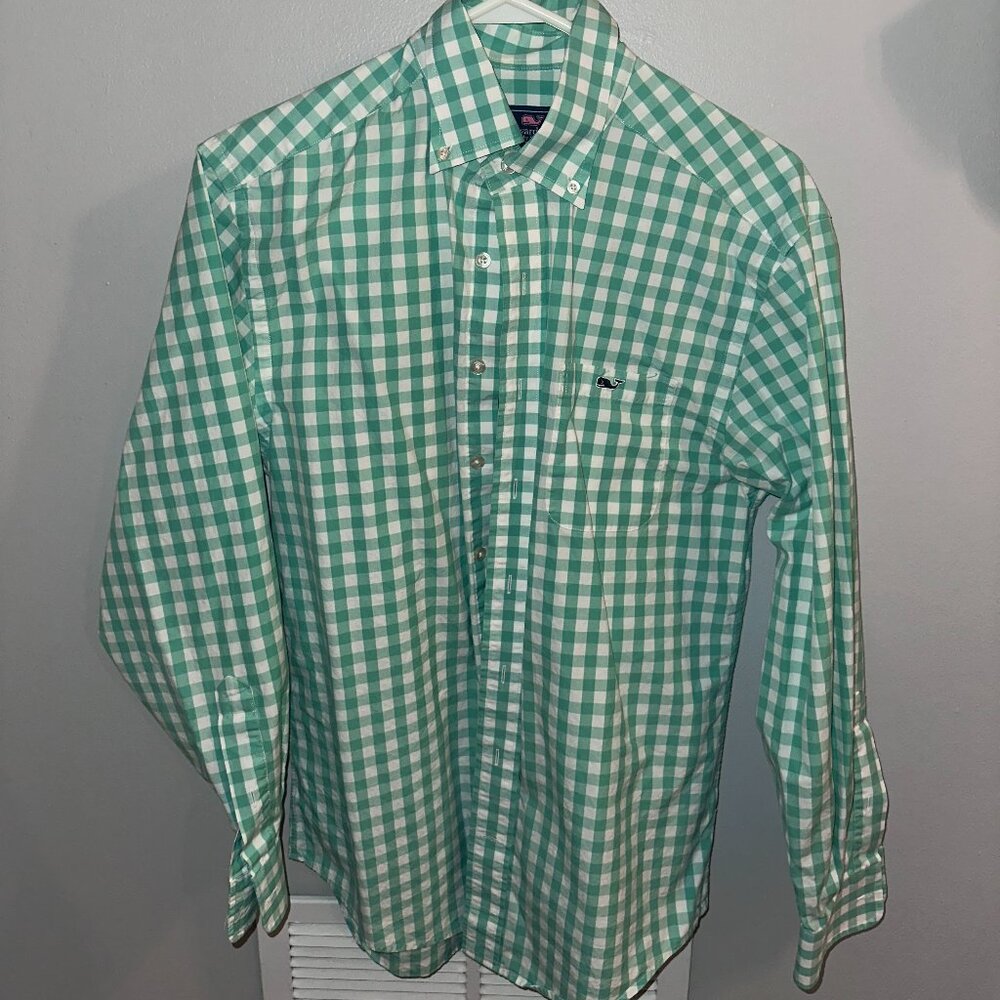 Vineyard Vines Gingham Tucker Shirt - Green -  Men's Small